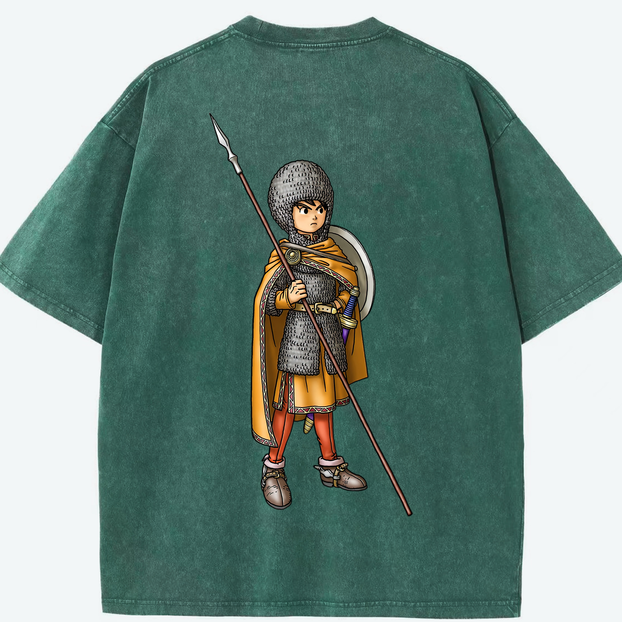 （画像用） ドラゴンクエスト Doragon Kuesuto Dragon Quest 綿100% ヴィンテージ風 半袖Tシャツ（背面プリント）